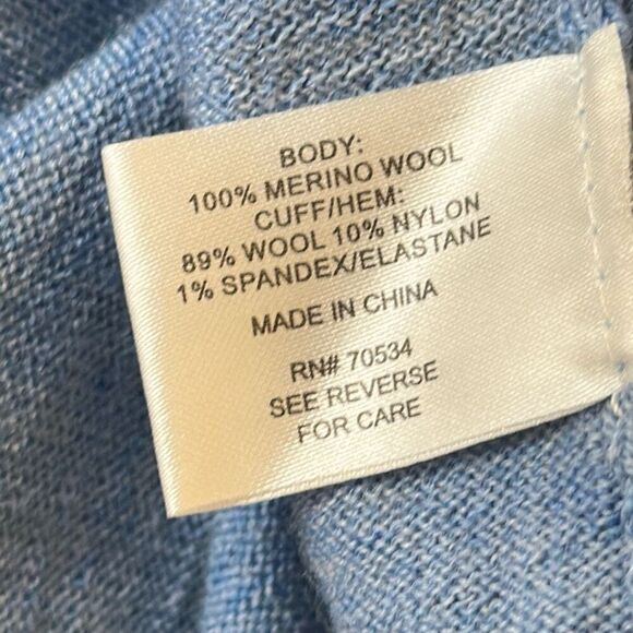 Orvis Mens XXL Blue Merino Wool V Neck Pullover Knit Stretch Sweater 156S READ - Picture 6 of 8